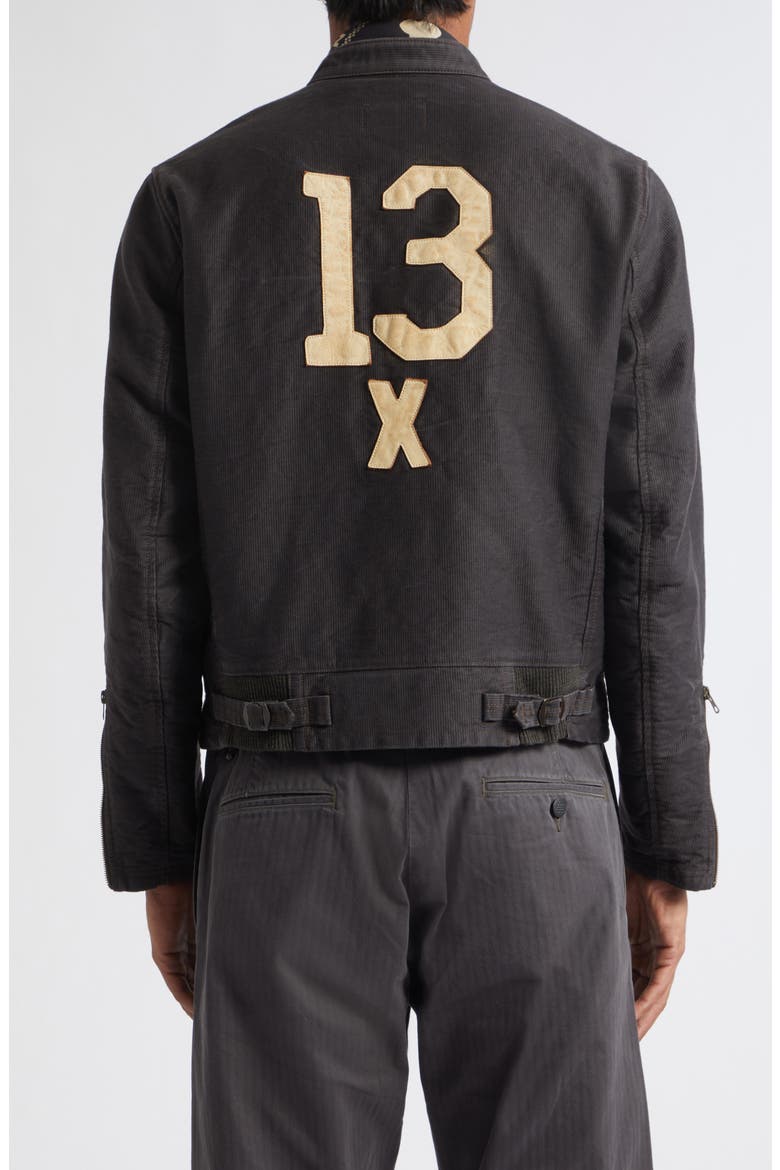 Henderson Logo Embroidered Leather Patch Corduroy Jacket, Alternate, color, VINTAGE BLACK