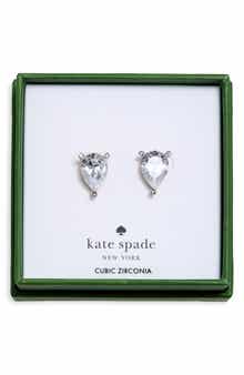 Pear Cubic Zirconia Trio Prong Stud Earrings
