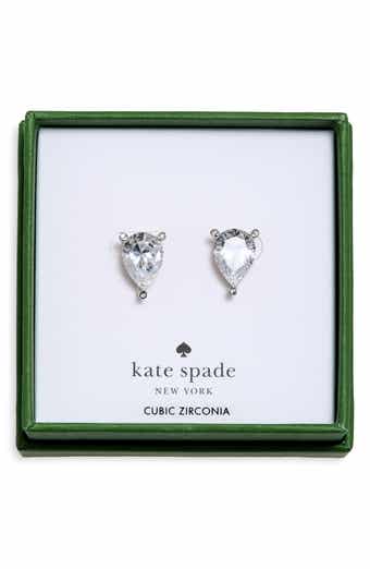 Pear Cubic Zirconia Trio Prong Stud Earrings