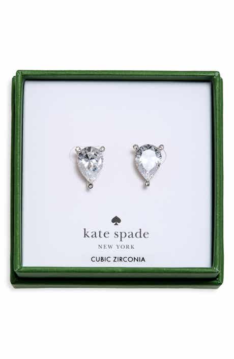 Pear Cubic Zirconia Trio Prong Stud Earrings