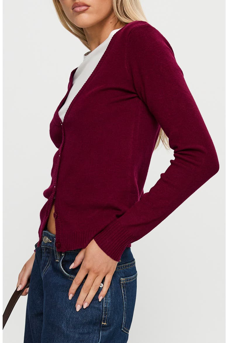 York V-Neck Cardigan, Alternate, color, CHERRY RED