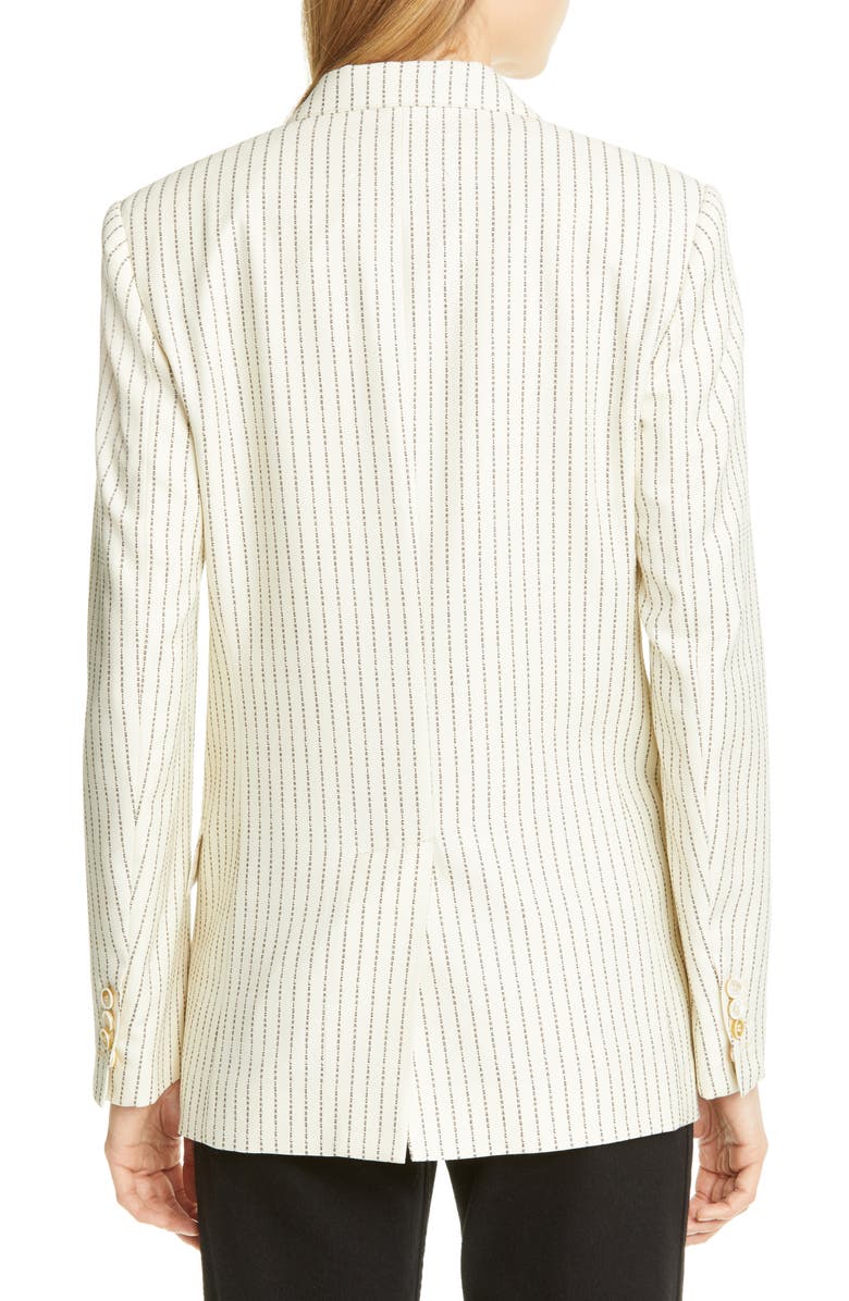 Maison Margiela Logo Pinstripe Wool Blend Blazer, Alternate, color,