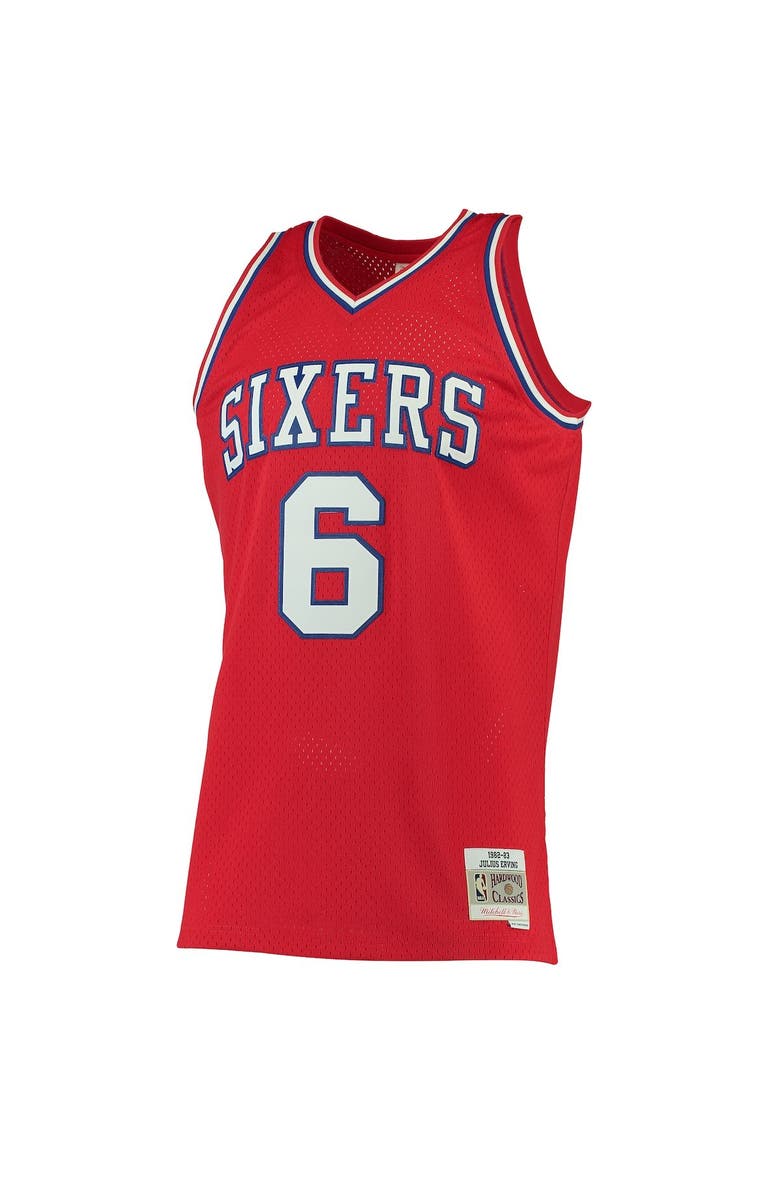 Mitchell & Ness Men's Mitchell & Ness Julius Erving Red Philadelphia 76ers Hardwood Classics Swingman Jersey, Alternate, color, Red