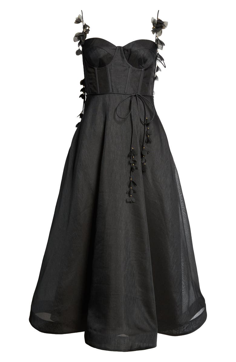 Zimmermann Natura Linen & Silk Organza Corset Midi Dress, Alternate, color, 