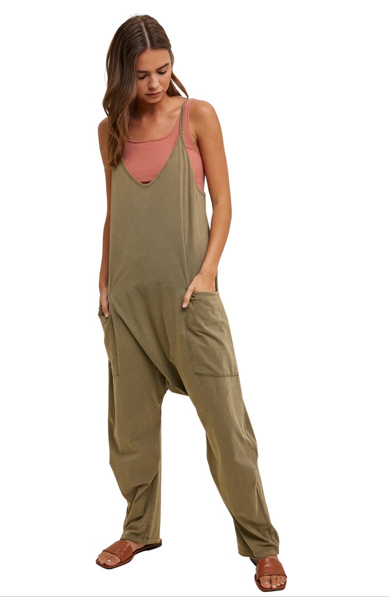 WISHLIST Oversize Knit Jumpsuit, Alternate, color, Green Olive