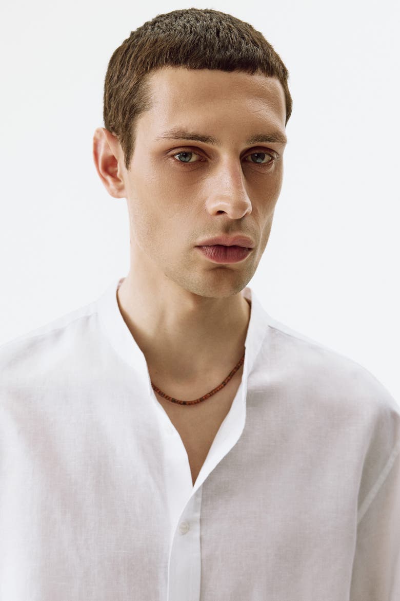 Relaxed Fit Linen-blend Shirt, Alternate, color, White