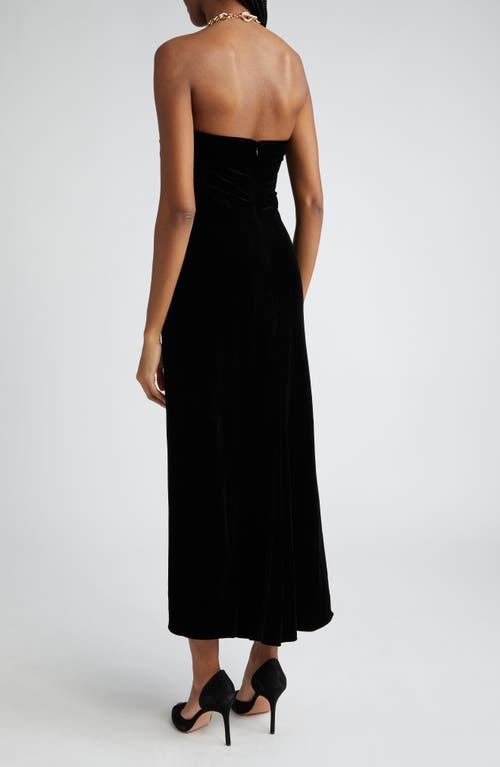 Veronica Beard Josette Crystal-embellished Ruched Velvet Halterneck Midi Dress In Black