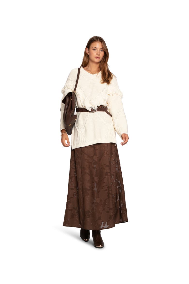 Tassel Line Fringe Oversized Sweater, Alternate, color, Natural