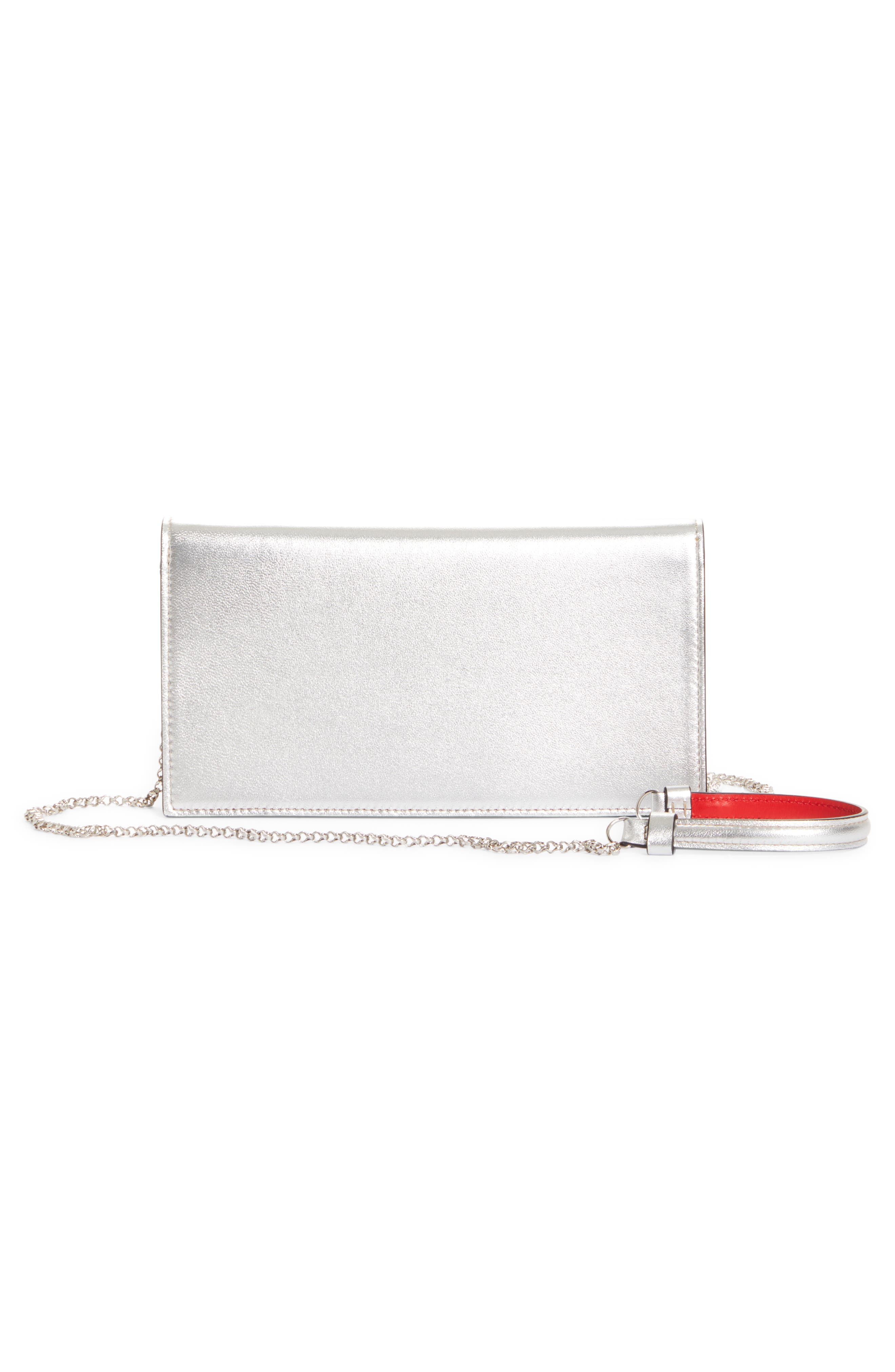 Christian Louboutin Loubi54 Metallic Leather Clutch, Alternate, color, 