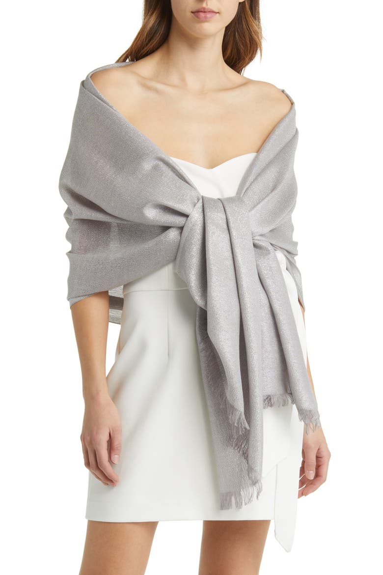 Metallic Lightweight Wrap, Main, color, SILVER