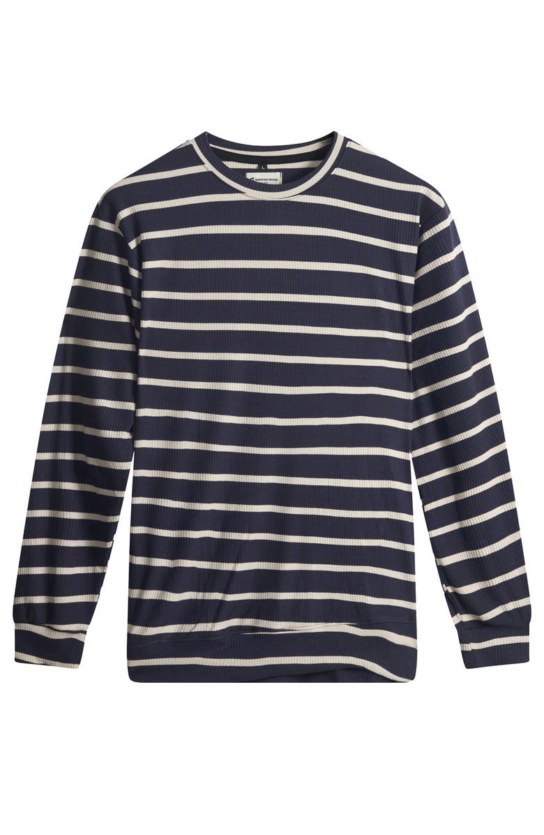 Solomon & Sage Men's Classic Stripe Ribbed Sweatshirt, Alternate, color, Navy/Cream