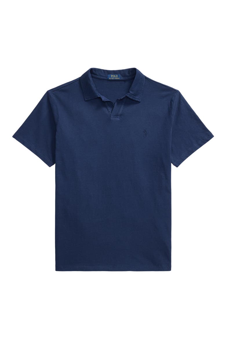 Johnny Collar Cotton & Linen Pocket Polo, Alternate, color, NEWPORT NAVY