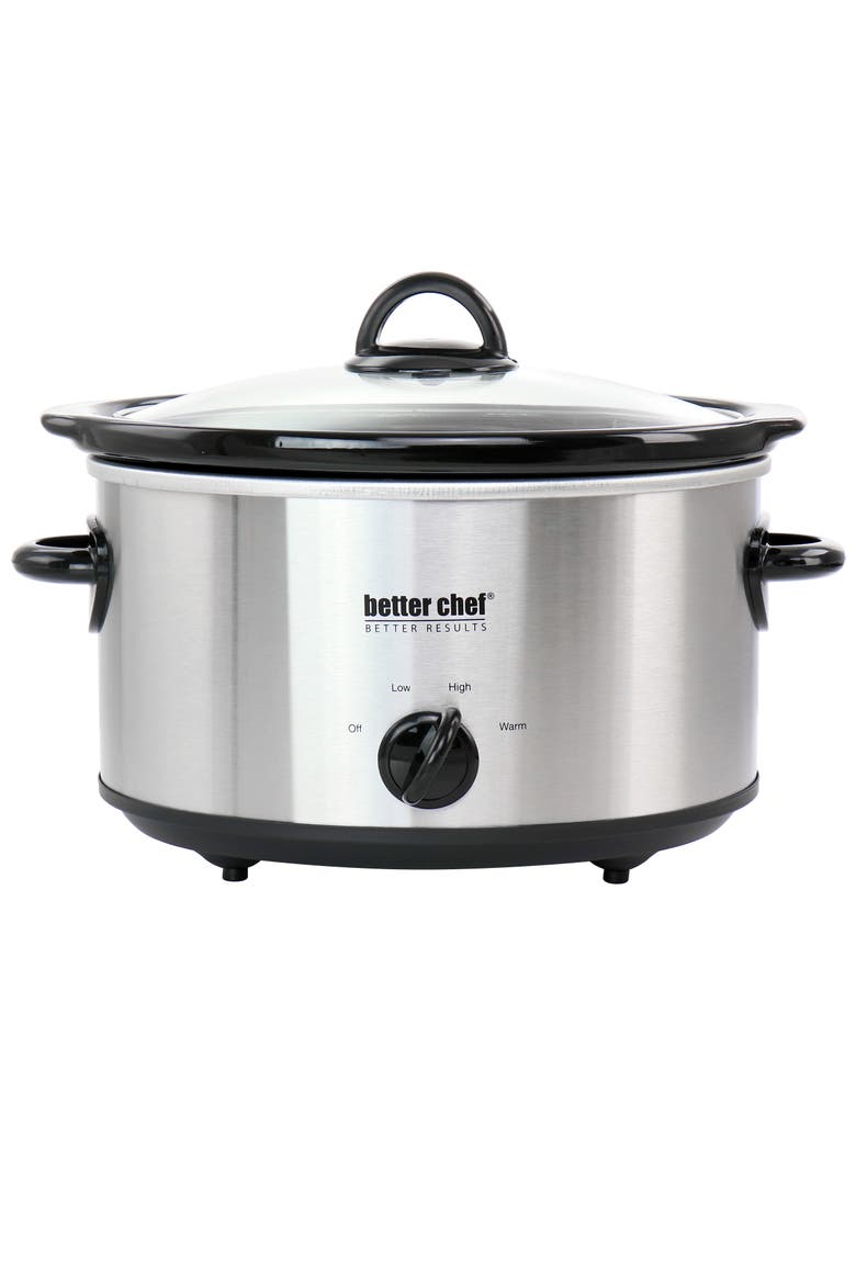 4 Quart Stainless Steel Slow Cooker, Main, color, Silver