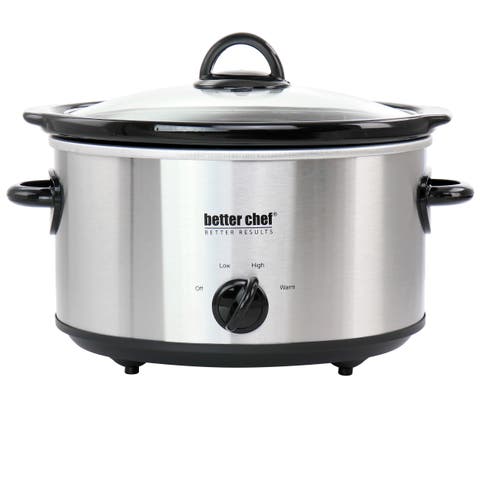 4 Quart Oval Stainless Steel Slow Cooker with Removable Stoneware Crock