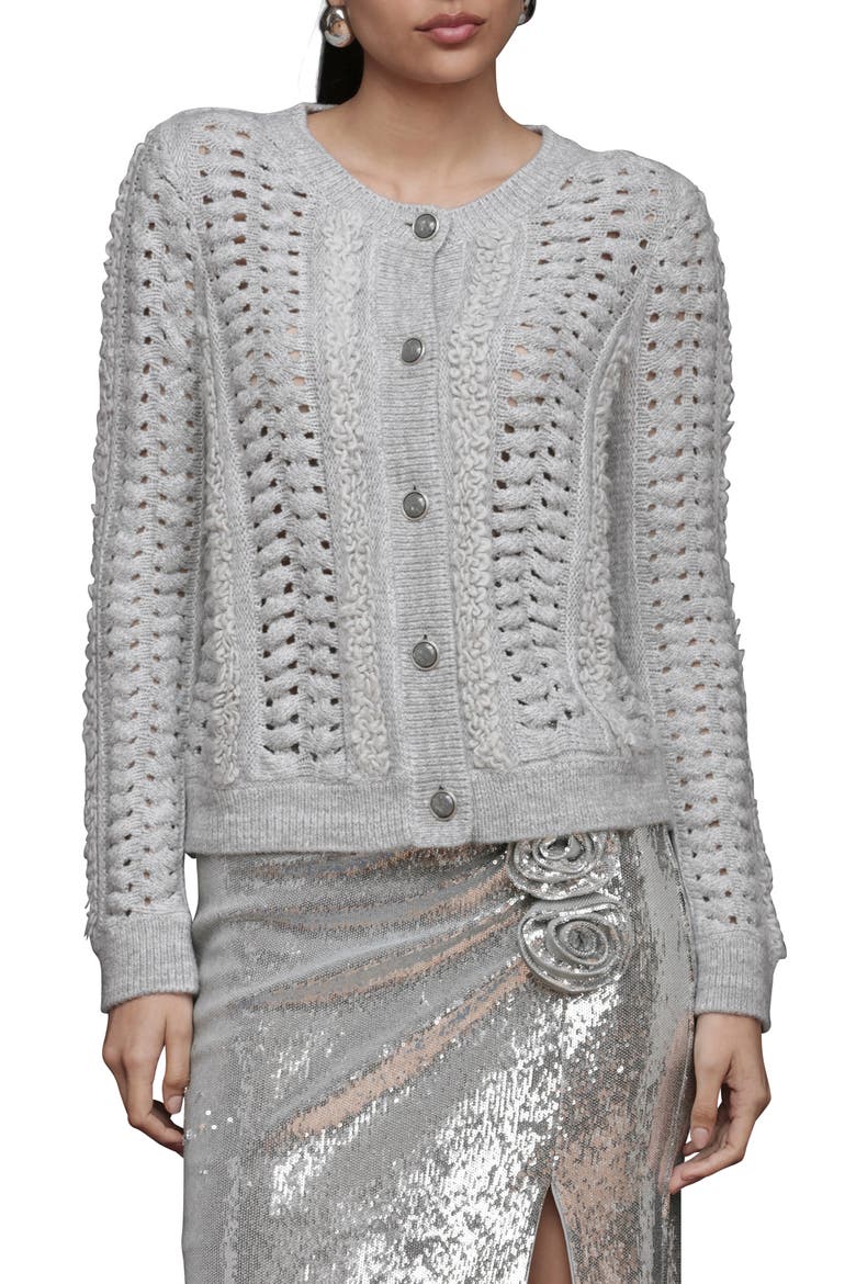 Open Stitch Cardigan, Main, color, GREY