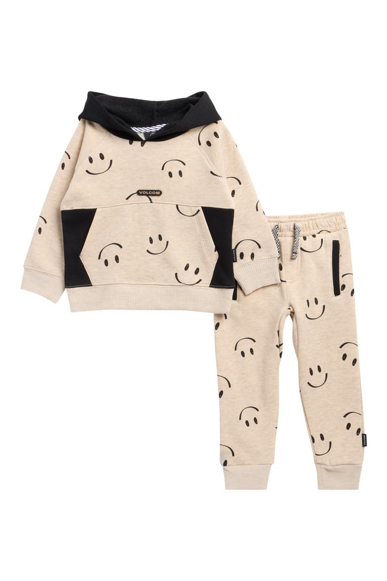 Fleece Hoodie & Joggers Set, Main, color, HEATHER OATMEAL