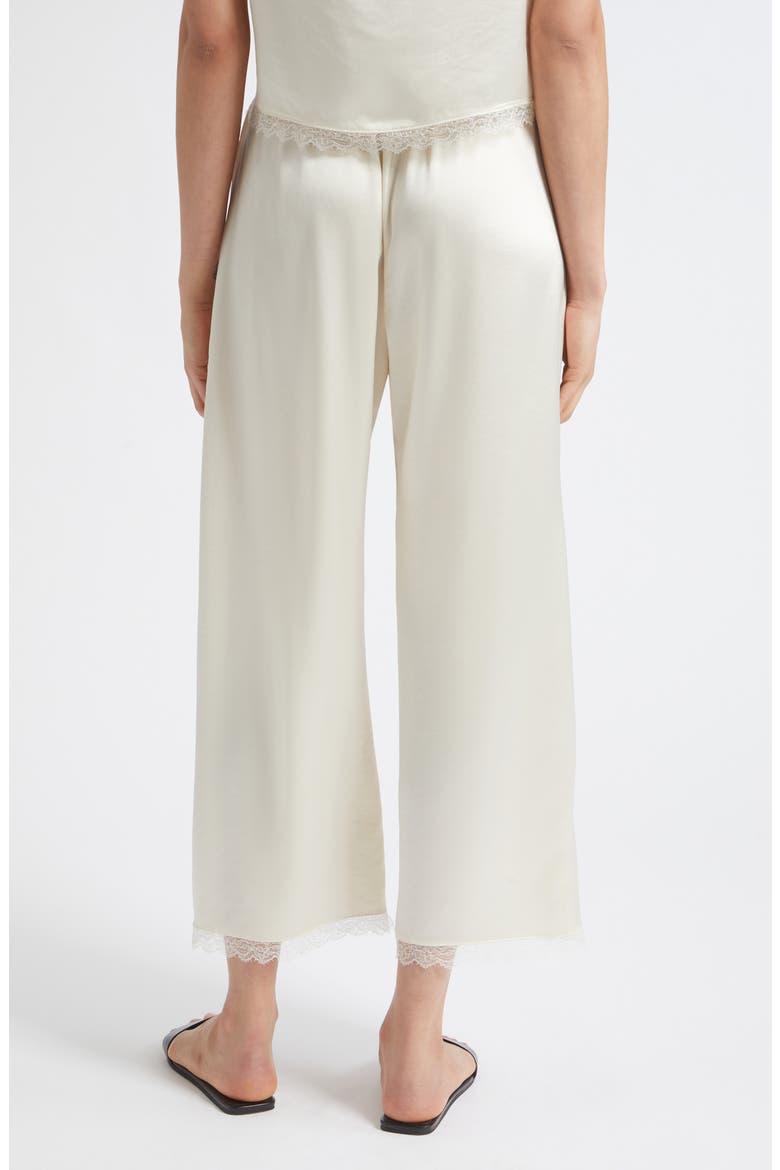 Barb Lace Detail Crop Satin Pants, Alternate, color, CREME