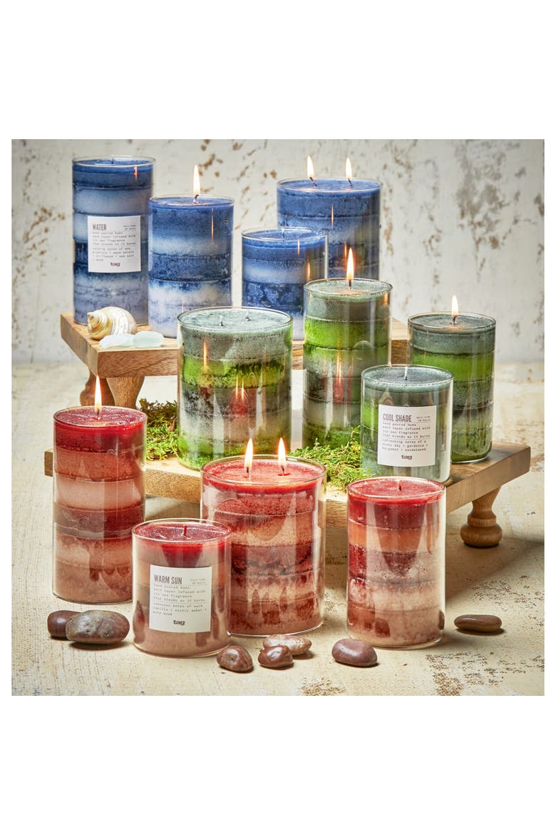 Water Themed Scented Paraffin Wax Pillar Candle Medium Blue, Alternate, color, Blue