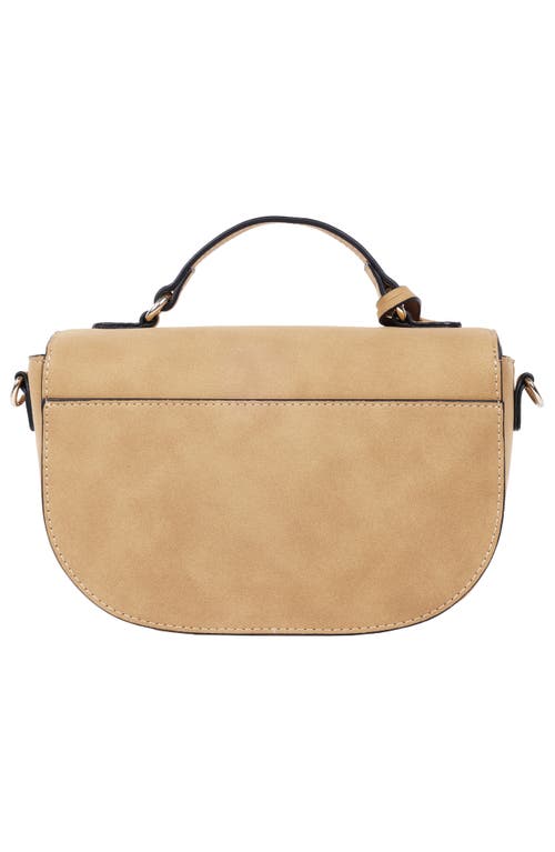 True Religion Trapunto Logo Suede Flap Crossbody In Brown