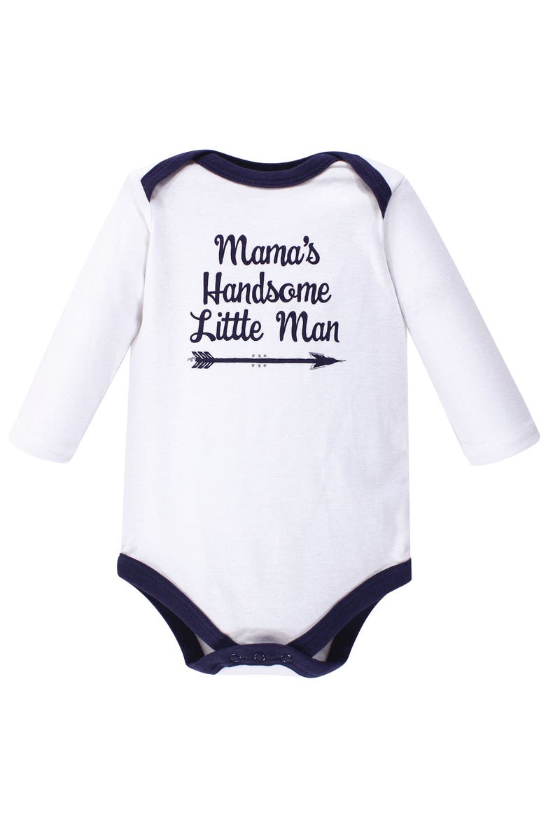 Soft Cotton Long-Sleeve Infant Bodysuit Bundle, Alternate, color, Handsome Little Man