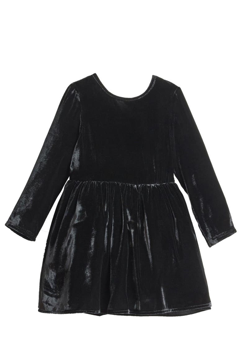 Velvet Dress for Girls, Alternate, color, Black