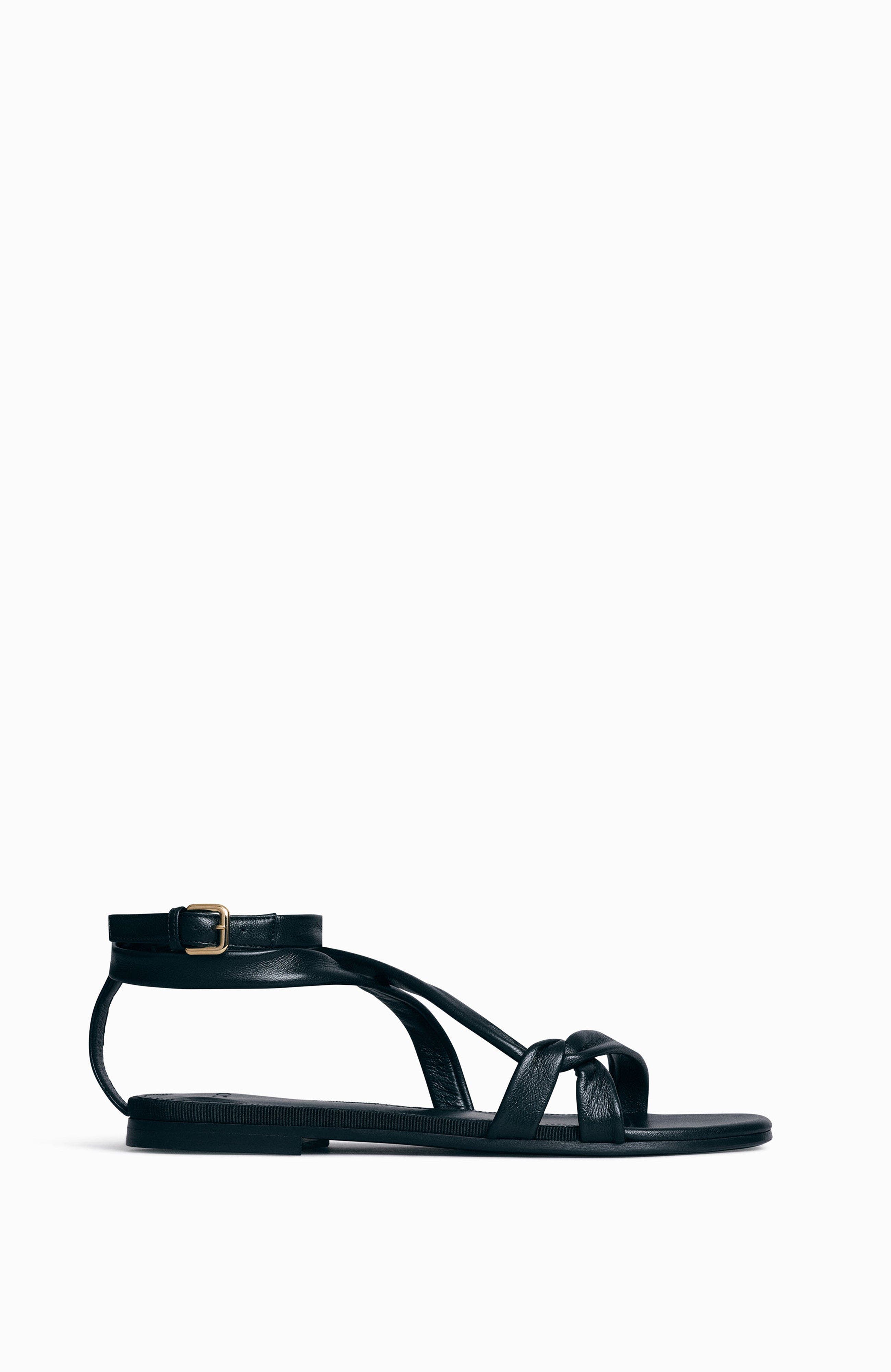 CO Asymmetric Leather Sandal, Main, color, Black