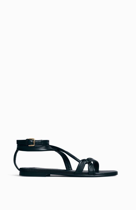 Asymmetric Leather Sandal