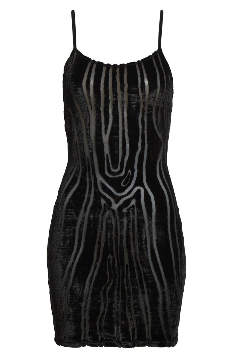 Balmain Zebra Stripe Devoré Velvet Body-Con Minidress, Alternate, color, Black