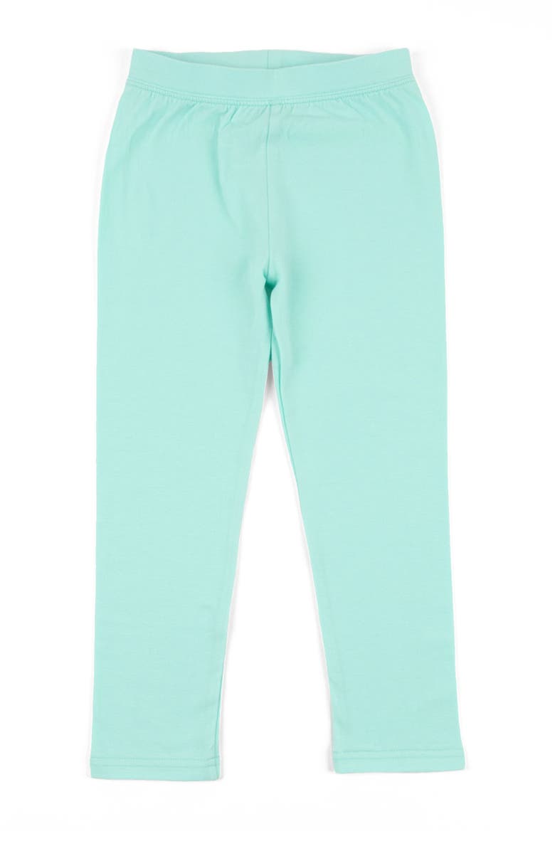Leveret Girls Cotton Leggings, Solid Colors, Alternate, color, Aqua