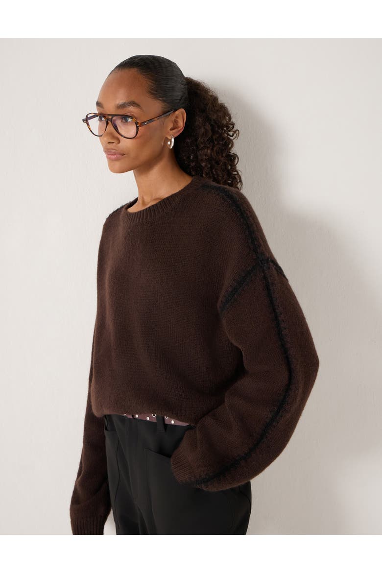 Whitney Whipstitch Knitted Sweater, Alternate, color, Dark Brown