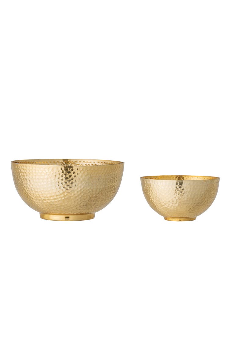 Storied Home Gold Hammered Metal Bowls, Main, color, Gold
