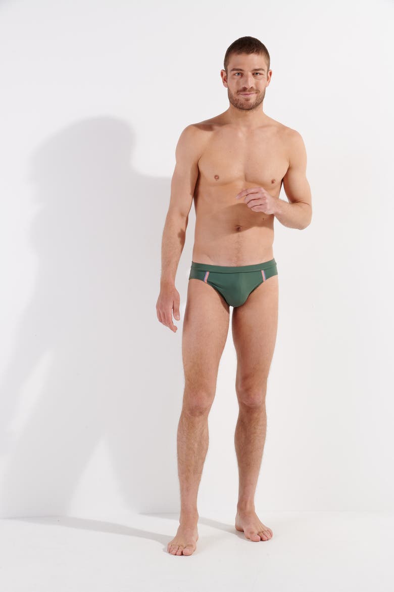 Nautical Cup Swim Mini Brief, Alternate, color, Khaki Green