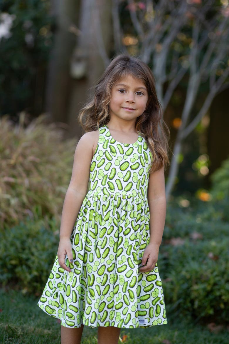 Girls Cross Back Dress, Alternate, color, Pickles