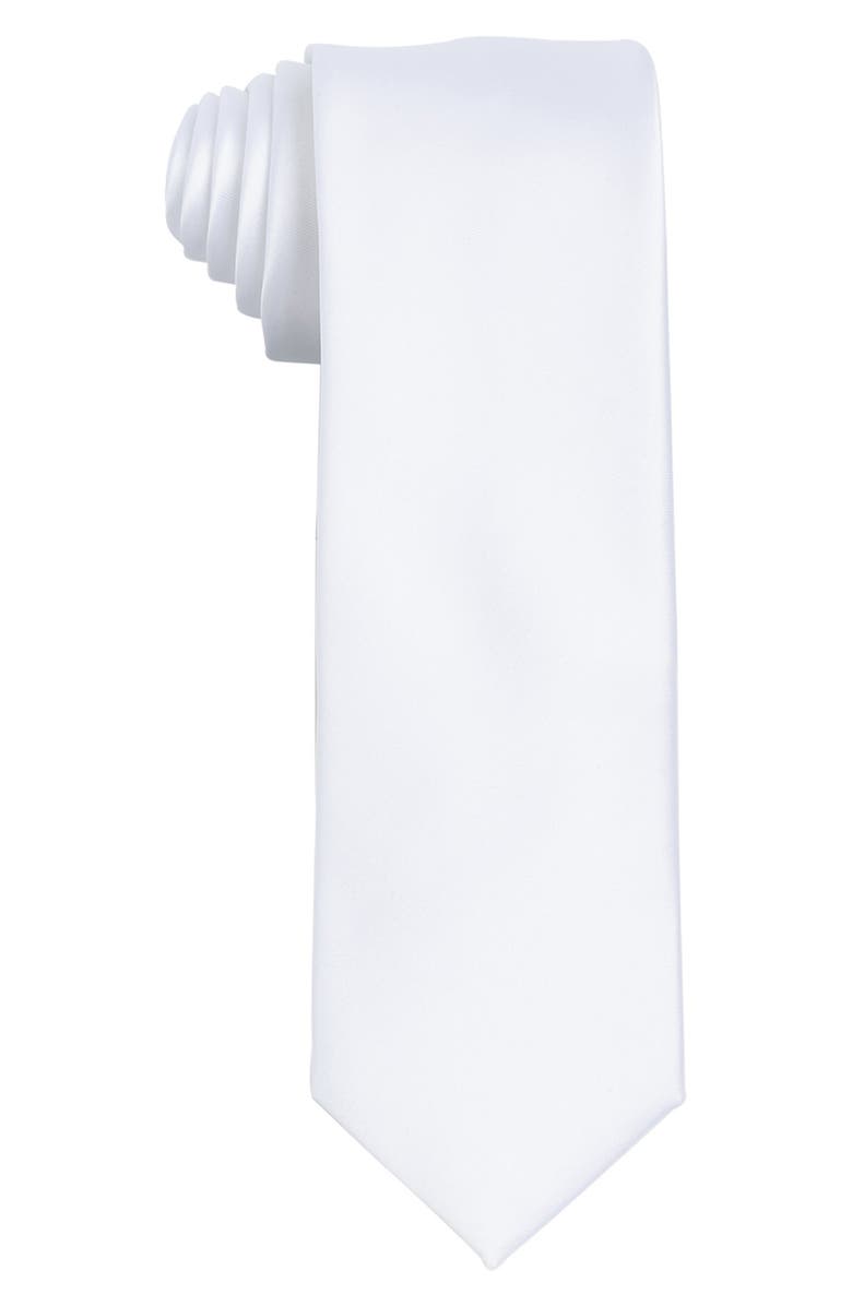 CONSTRUCT Solid Satin Tie, Main, color, White