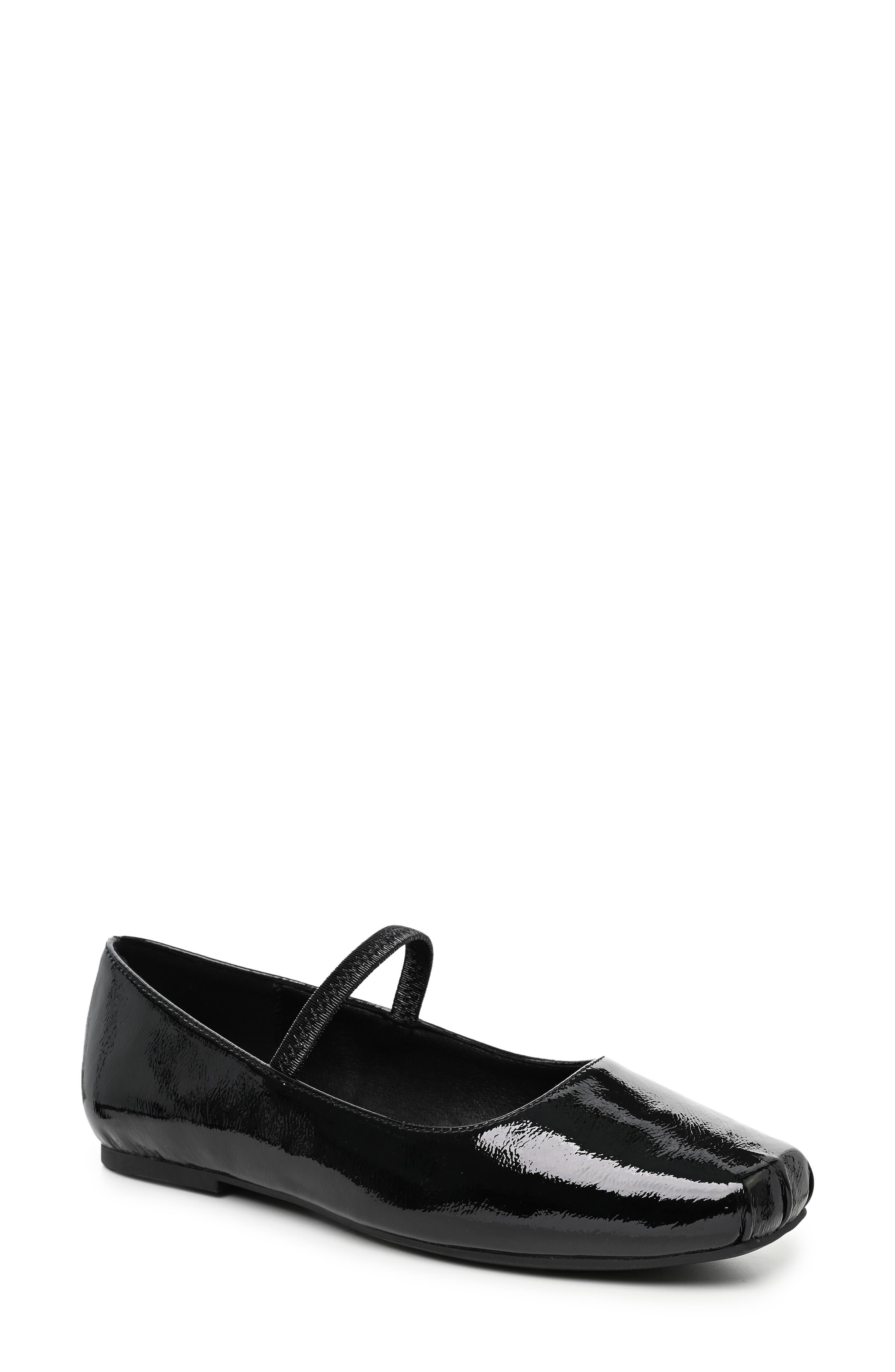Faux Leather Flar, Main, color, BLACK CRINKLED PATENT