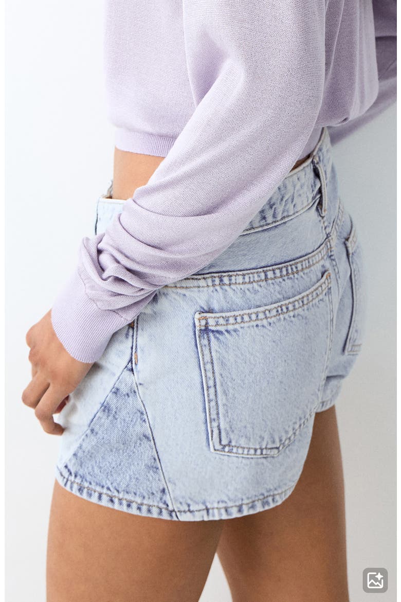 Low Rise Two-Tone Denim Shorts, Alternate, color, LIGHT BLUE