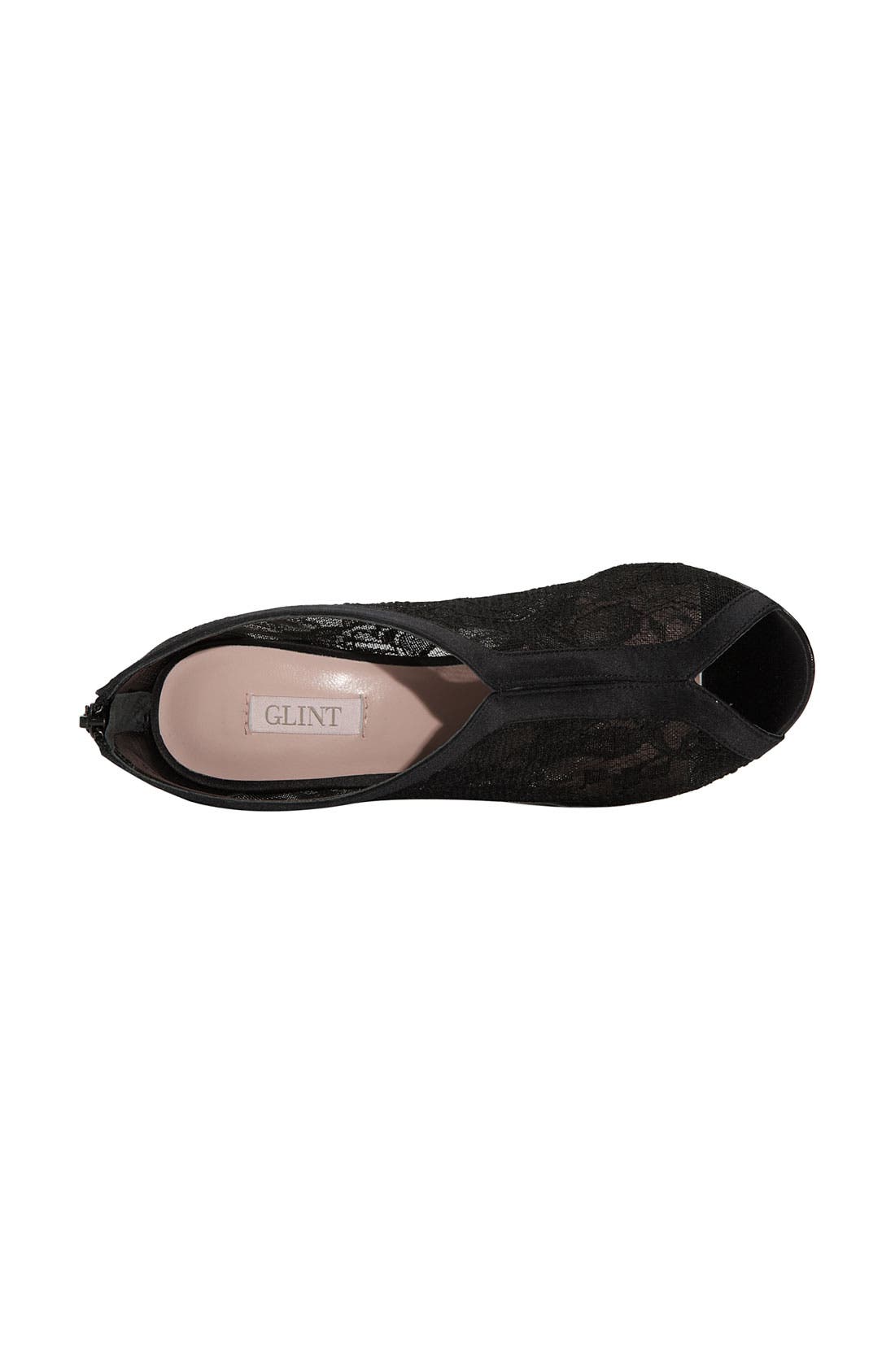 'Trio' Peep Toe Bootie, Alternate, color, BLACK LACE/ SATIN