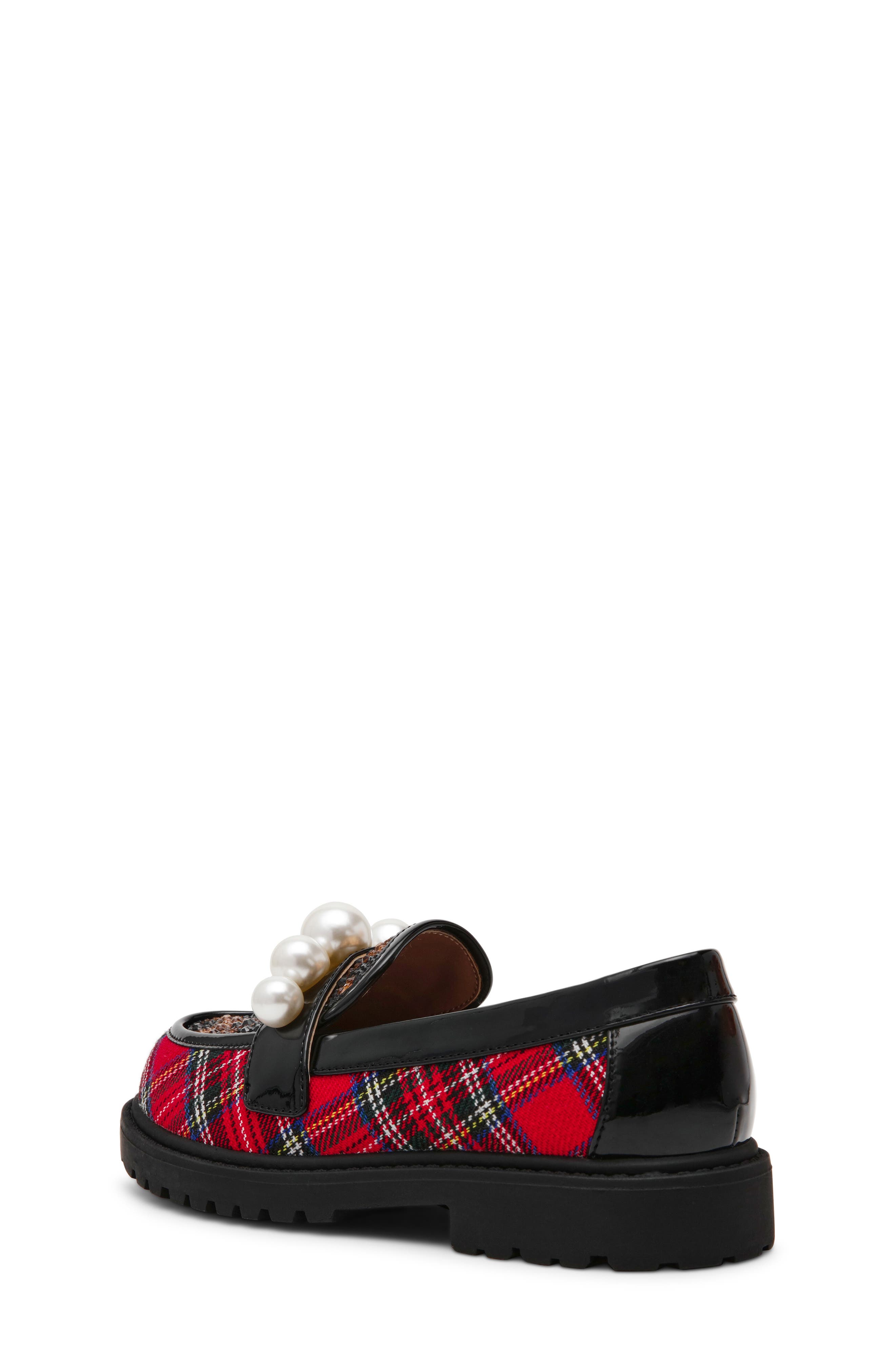 Betsey Johnson Kids' Harlo Platform Loafer, Alternate, color, Red Plaid