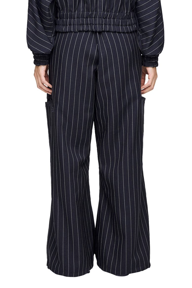 Pinstripe Utility Wide Leg Pants, Alternate, color, BLACK