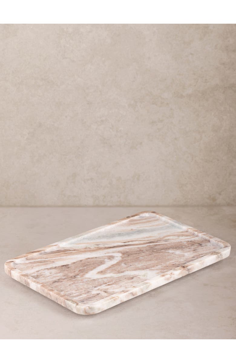 GAURI KOHLI Clover Beige Marble Tray, Alternate, color,