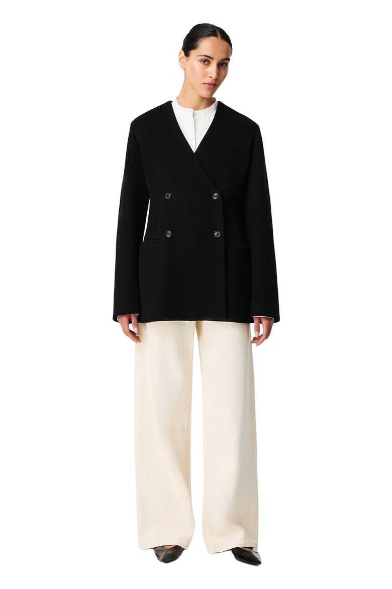 Short Scarf Coat, Main, color, Black