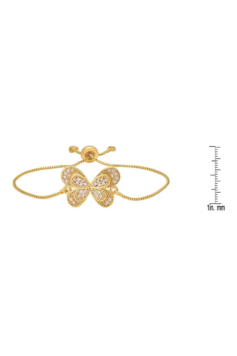 Pavé CZ Butterfly Slide Bracelet, Alternate, color, GOLD