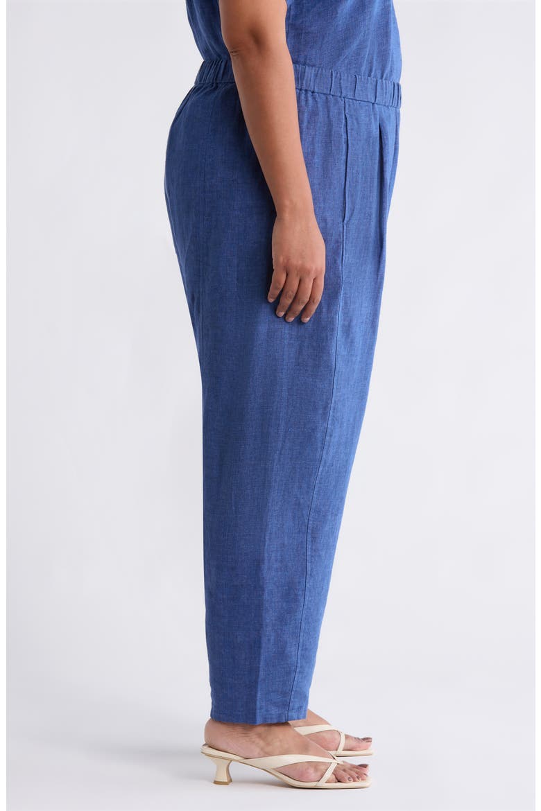 Pleated Organic Linen Lantern Pants, Alternate, color, DEEP DIVE