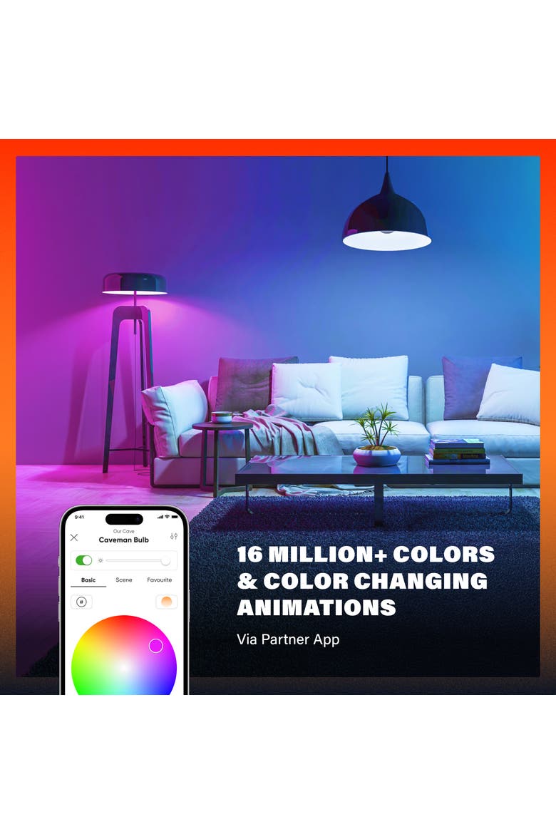 Caveman Matter & Wi-Fi A19 Smart LED Light Bulb, Alternate, color, Multicolor