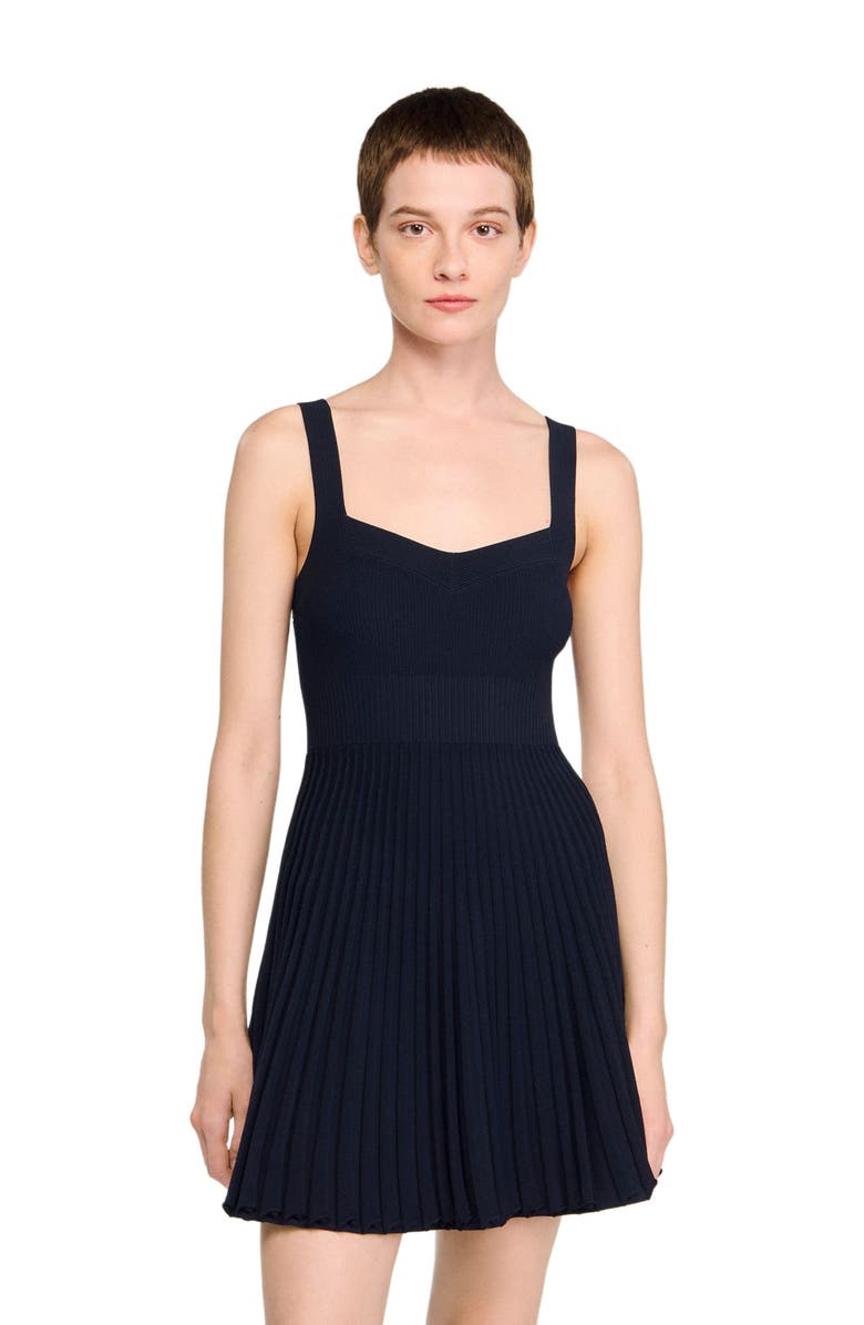 SANDRO Short knit dress, Alternate, color, Navy Blue