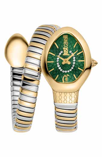 Just Cavalli Snake Wraparound Bracelet Watch, 22mm x 33.5mm