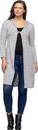 24seven Comfort Apparel Knee Length Long Sleeve Hooded Womens Cardigan Shrug