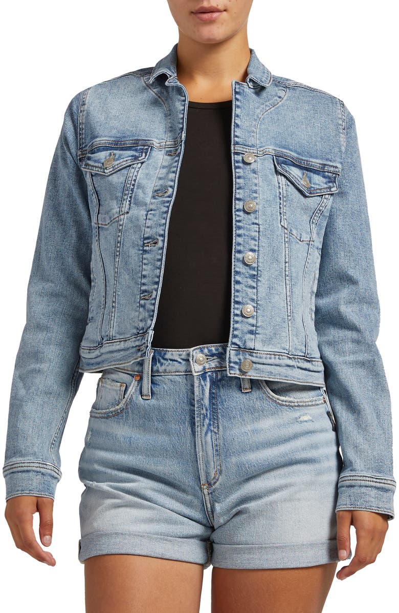 Silver Jeans Co. Fitted Denim Jacket, Main, color,