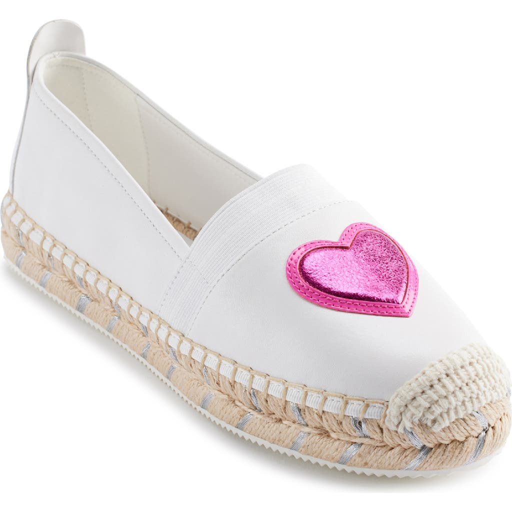 Karl Lagerfeld Women's Manika Heart Patch Espadrille Flats In Bright White