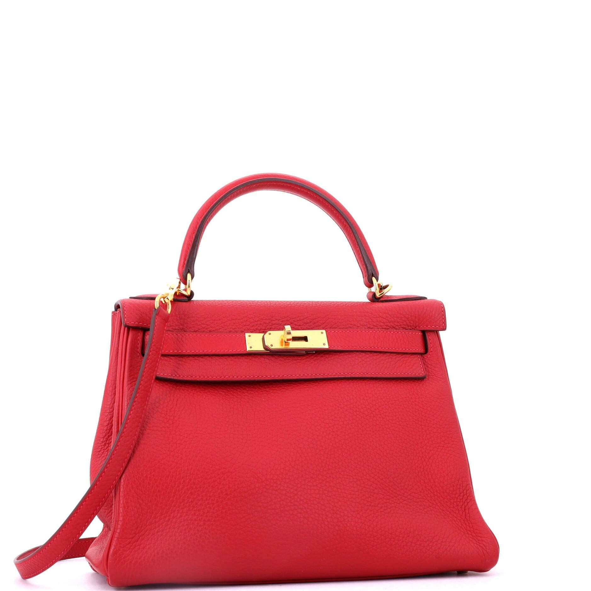 Pre-Owned Hermes Kelly Handbag Red Clemence with Gold Hardware 28, Alternate, color, Rouge Vif